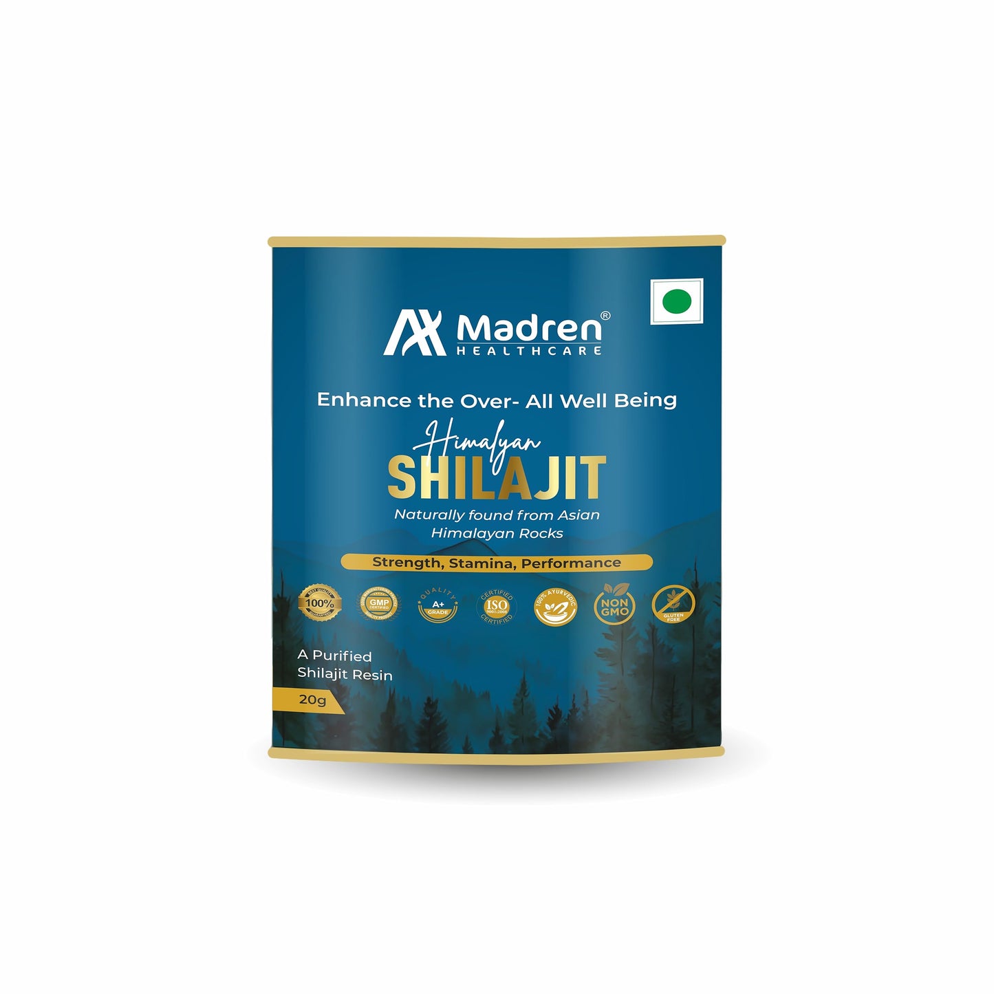 Madren Healthcare Himalayan Shilajit/Shilajeet Resin - 20gm | Performance Booster for Endurance & Strength | For Men & Women | Boost Energy Level | Pack of 1