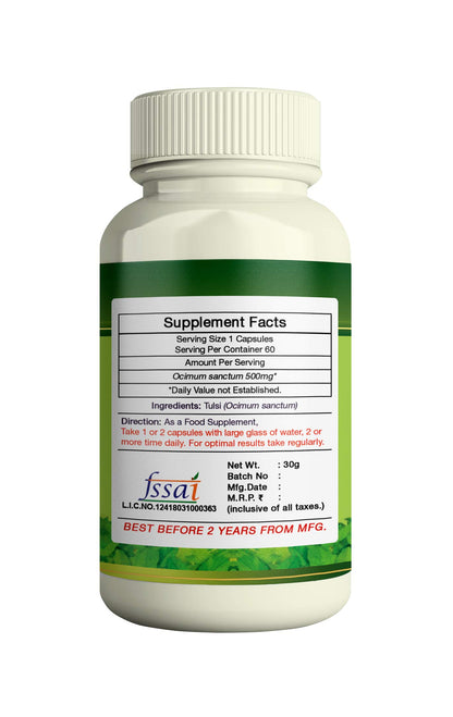 ERBZENERG Tulsi (Ocimum sanctum) Holy basil 60Capsule 500mg- (Pack of 2)