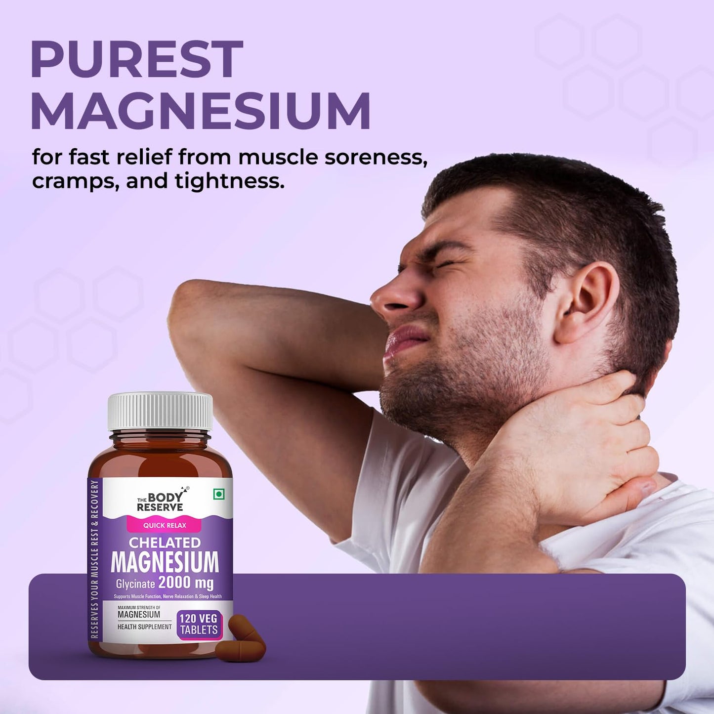 The Body Reserve Magnesium Glycinate Supplement | 2000mg Per Serving High-Absorption Chelated Form | Magnesium Supplement for Muscle & Nerve Relaxation | Sleeping Tablets for Deep Sleep | For Men & Women | 120 Veg Tablets
