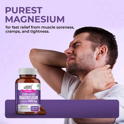 The Body Reserve Magnesium Glycinate Supplement | 2000mg Per Serving High-Absorption Chelated Form | Magnesium Supplement for Muscle & Nerve Relaxation | Sleeping Tablets for Deep Sleep | For Men & Women | 120 Veg Tablets