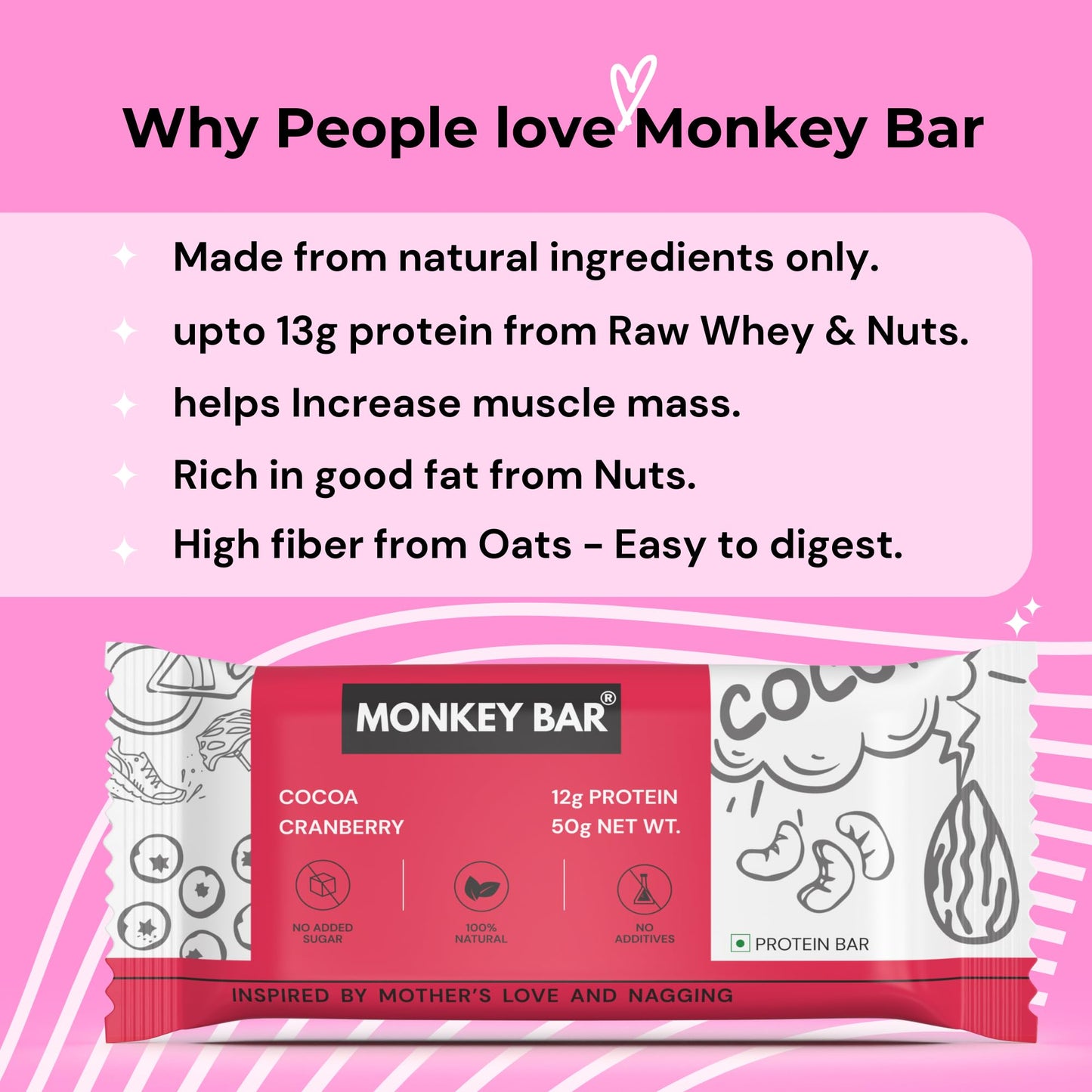 MONKEY BAR - Assorted Protein Bars - 8 Pack, 50grams each, 10-13g Prote- image 6