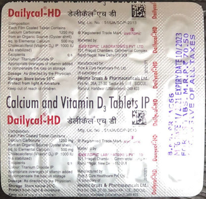 Dailycal Hd 500 Mg /1K - Strip of 15 Tablets