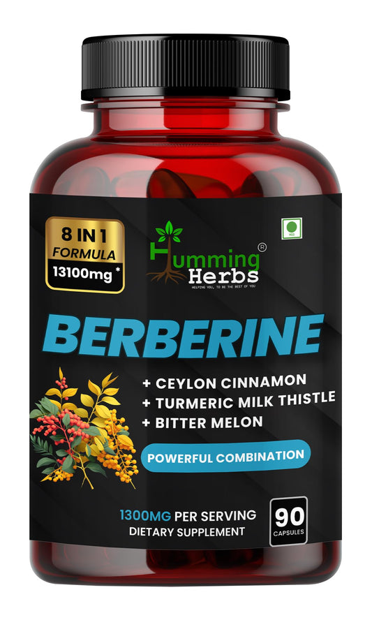 Humming Herbs Berberine | 8in1 | 90 Caps | 13100mg | with Bitter Melon, Milk Thistle, Turmeric & Black Pepper - For Optimal Health