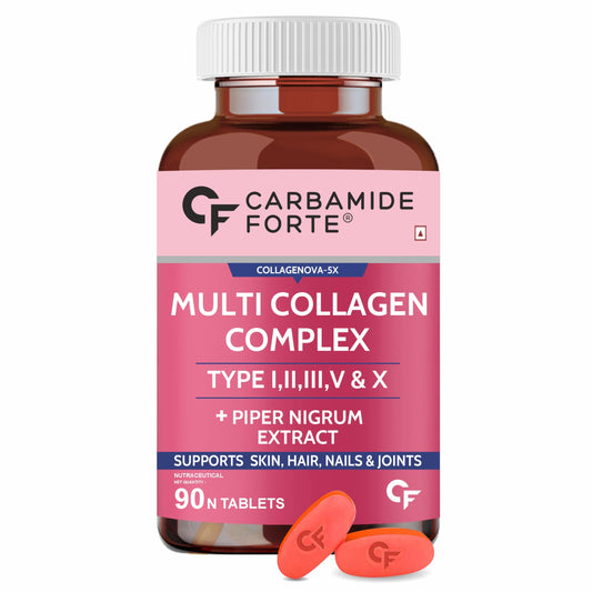 Carbamide Forte Hydrolyzed Multi Collagen Tablets | 5 Types I, II, III, V & X Co