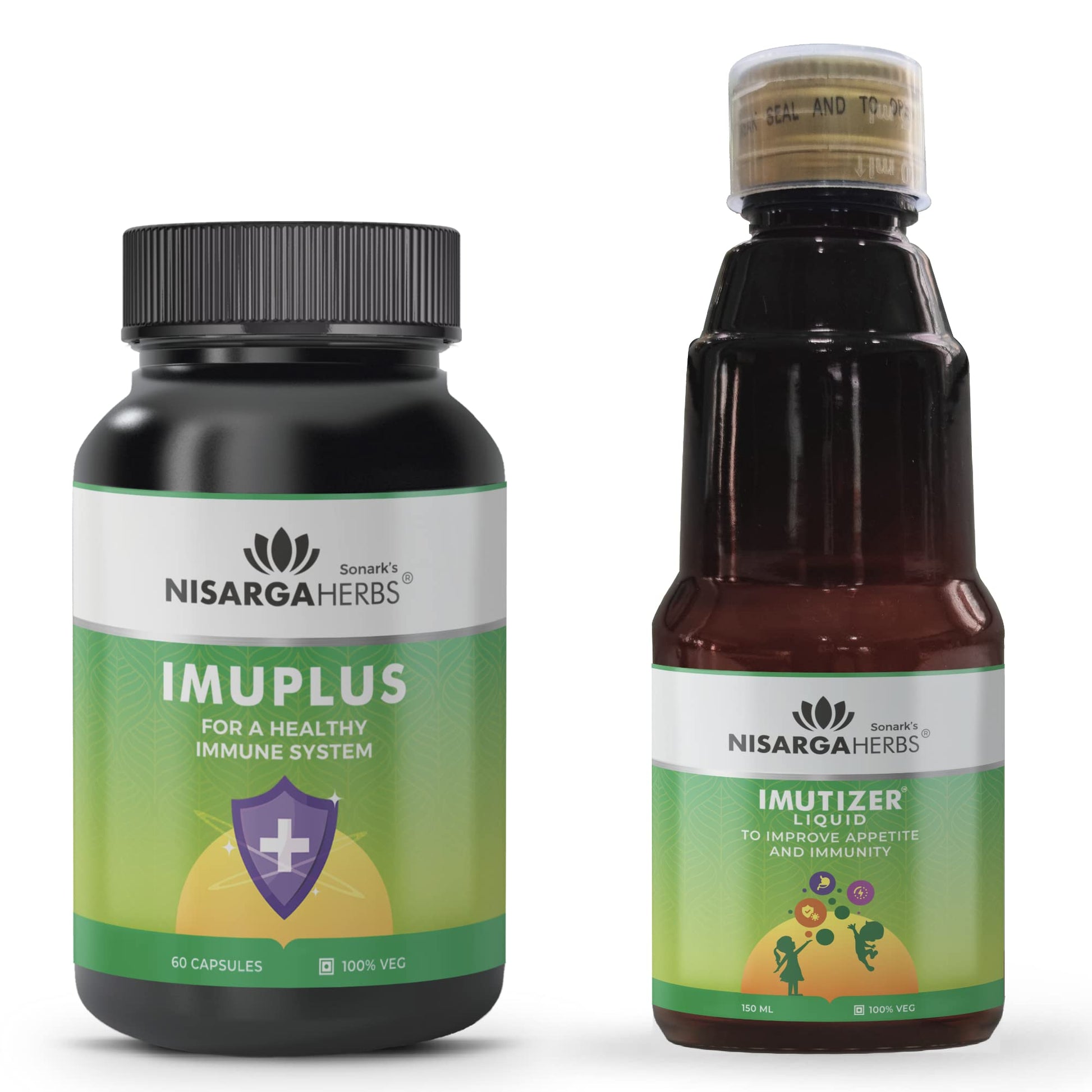 Nisarga Herbs Imutizer & Imuplus, Healthy Immune Response - 100% Organic, Ayurve