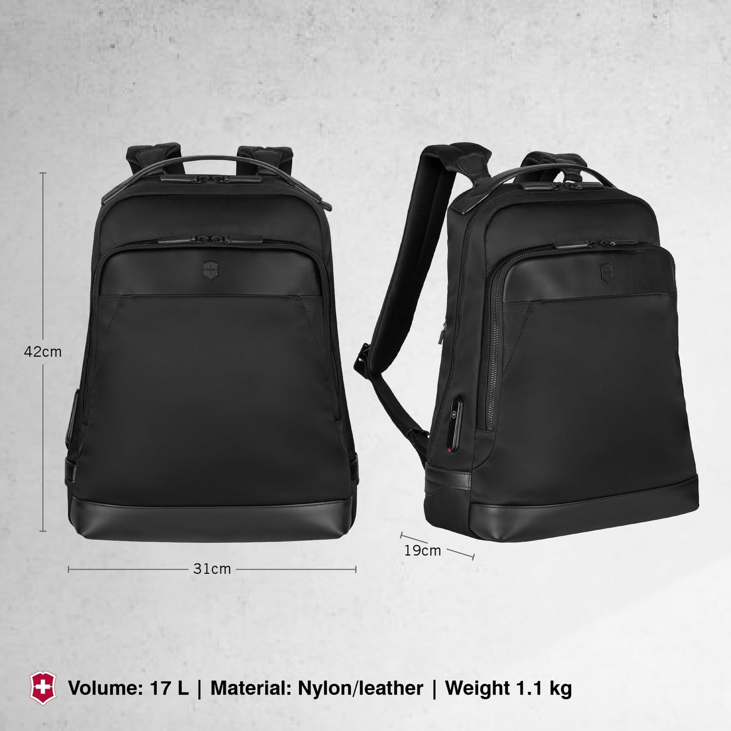 Victorinox ALOX NERO Backpack, Black Business Backpack, Commuting to Work, Black
