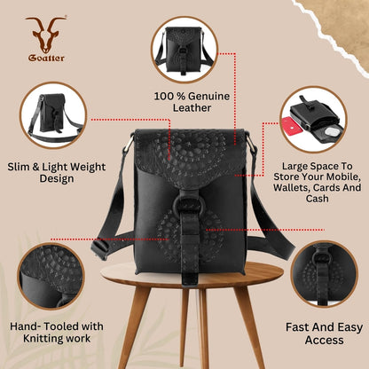 Goatter Genuine Leather Handmade Girls And Women’s Small Cross Body Sling Bag For Daily Use (Purple)