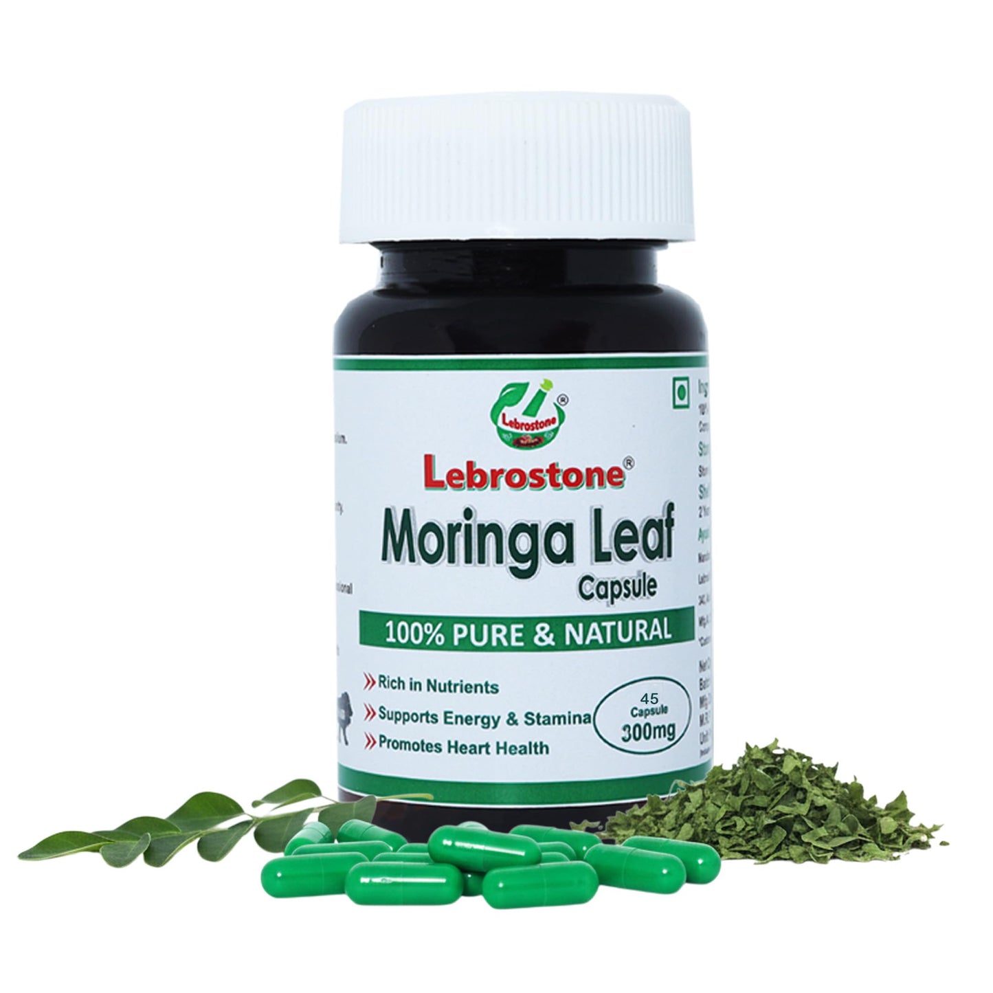 Lebrostone Moringa Capsules | Ayurvedic Superfood for Energy, Immunity & Detox | 45 Veg Capsules