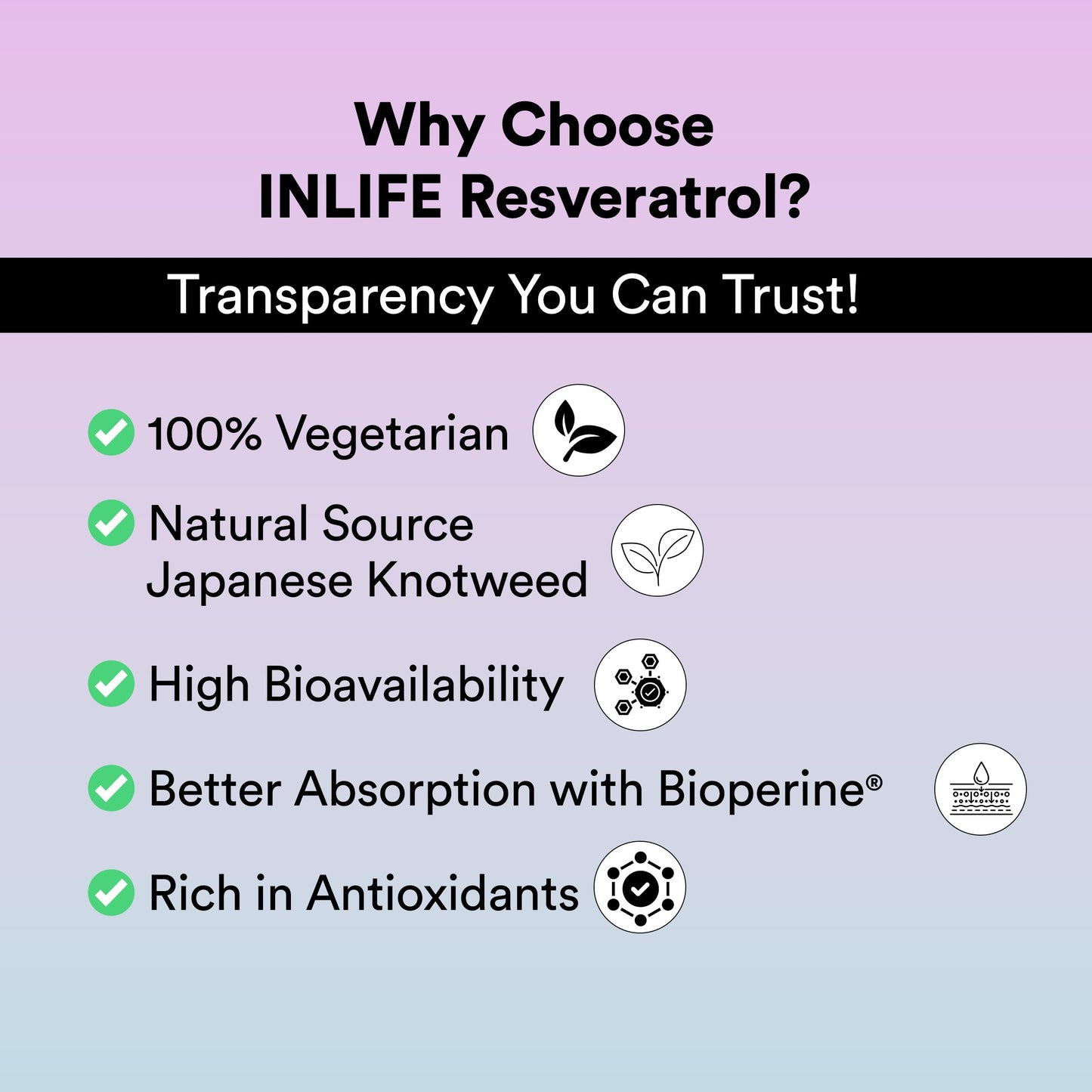 INLIFE Resveratrol Supplements - 750 mg Antioxidant Formula with Japanese Knotweed (Trans-Resveratrol), Grape Seed, Lycopene, Vitamin E & C - 60 Veg Capsules