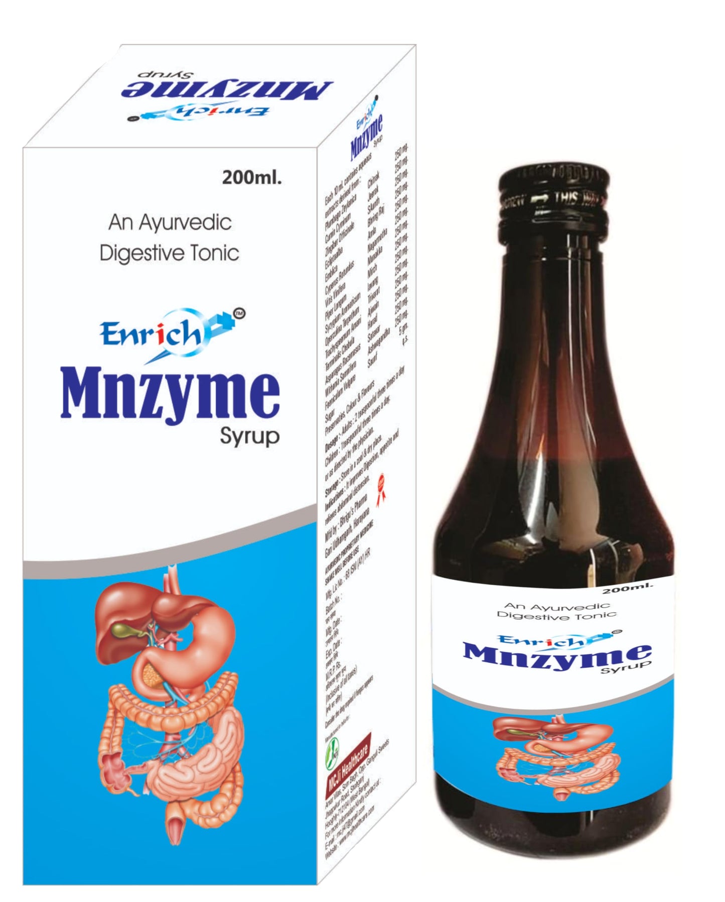Enrich Plus Mnzyme Digestive Tonic Syrup 200ml. (pack of 3 * 200ml.)
