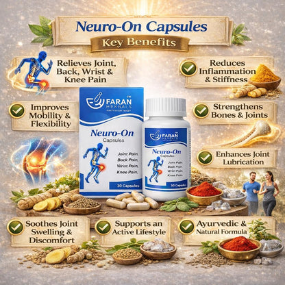 Neuro-On Capsules by Faran Herbals | Ayurvedic Joint Pain Relief | Herbal Back, Knee & Shoulder Pain Support | Natural Anti-Inflammatory Supplement for Arthritis | 30 Capsules