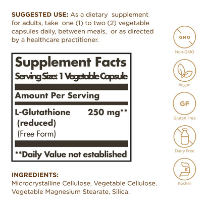 Solgar Reduced L-Glutathione Vegetable Capsules, 250 mg, 30 Count- image 6