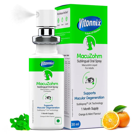 Vitonnix MacuZohm Eye Health Sublingual Oral Spray Supplement | Under the Tongue| Supports Macular Health, Helps Reduce Dry Eyes, Blurry Vision & UV Damage | 30ml