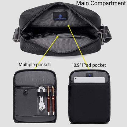 Arctic Hunter Sling Bag for Men Large Side Bag for 10.9" iPad 1680D Premium Polyester Messenger Bag Water-resistant Multi-pocket One Shoulder Crossbody Bag for Travel Office Business College,Black