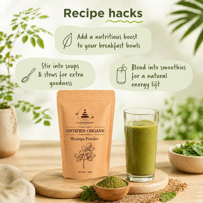Organic Moringa Powder - 200gm | USDA Organics, Non-GMO, Kosher, Moringa Olifera Powder - 100% Raw and Natural