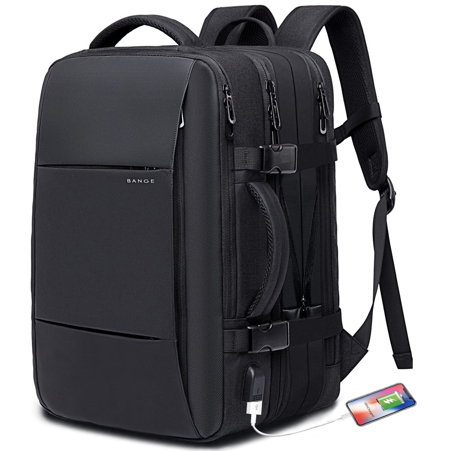35-45L Carry On Backpack Weekender Travel Backpacks 17.3 inch Laptop Back Pack Business Expandable Bag for Men and Women, Black-45l, 45l, Backpack