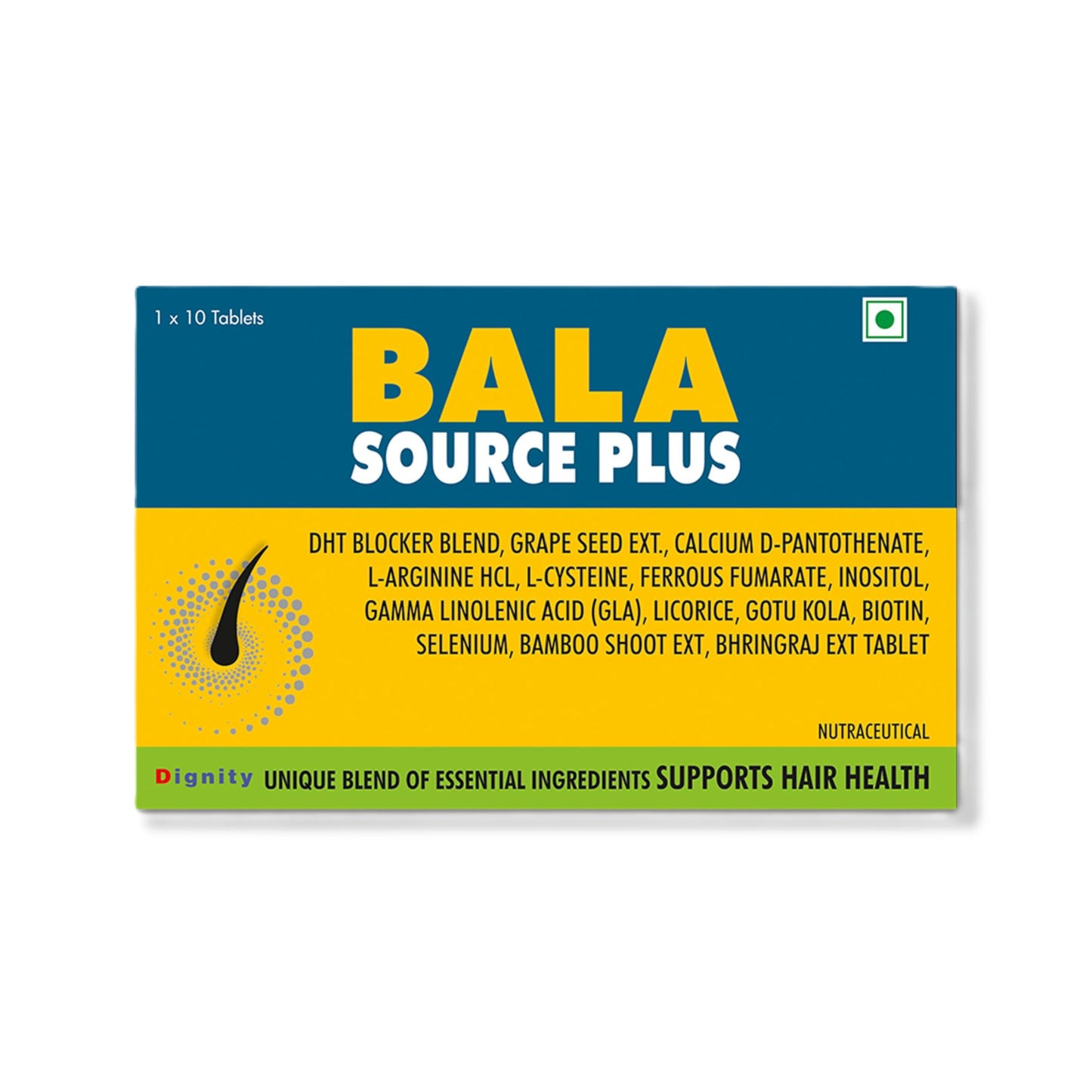 Balasource Plus Tablets | Hair Health Supplement with Biotin, DHT Blocker, Vitamins, Minerals & Herbal Extracts | Supports Strong, Thick & Healthy Hair Growth | 10 Tablets