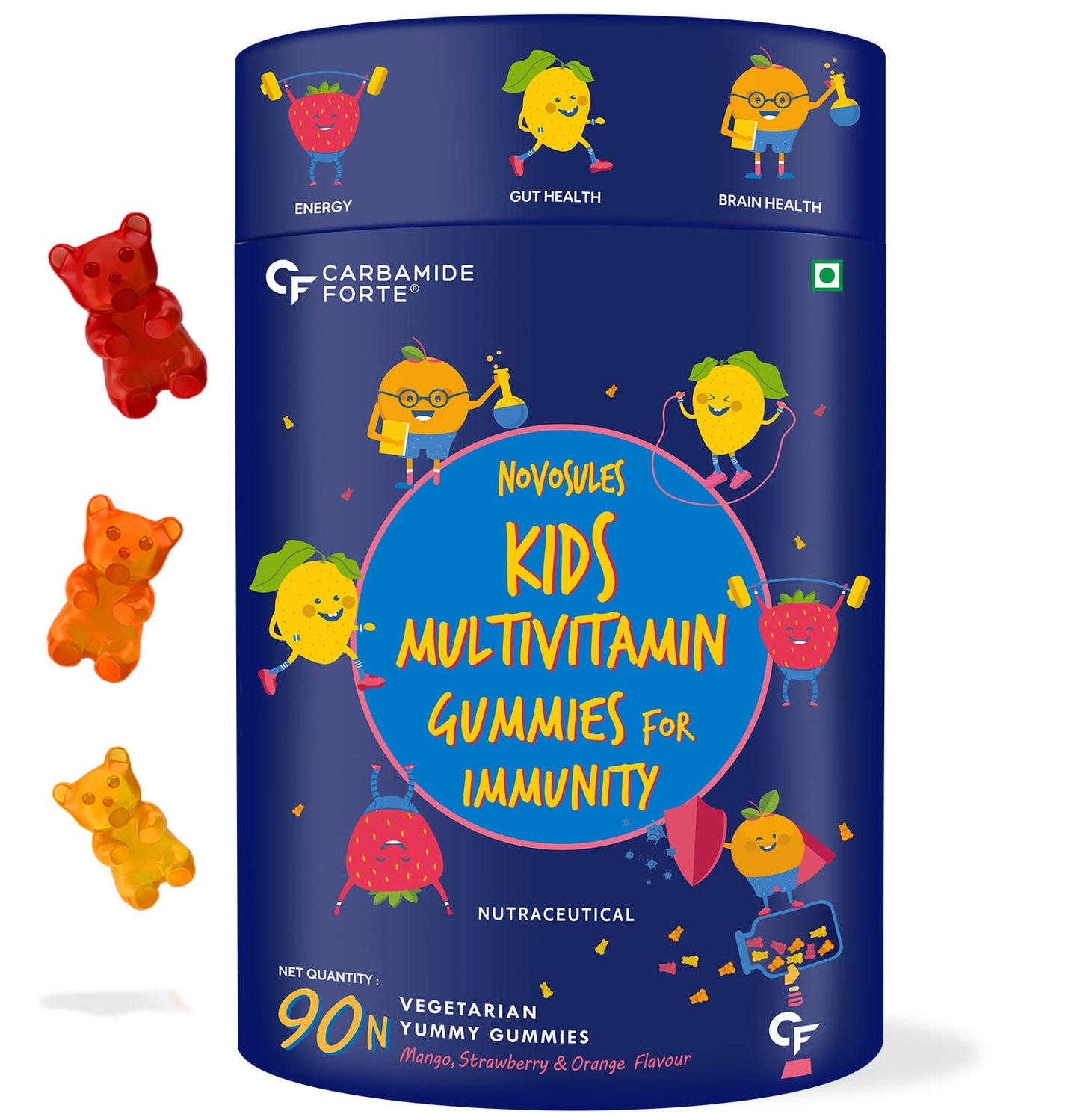 Carbamide Forte Multivitamin for Kids & Adults with Superfoods | Multivitamin Gummies for Kids Packed with 20 Nutrients | 90 Gummy Bears