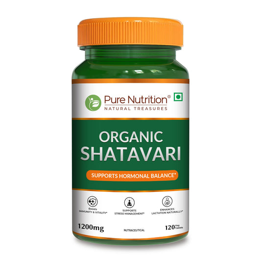 Pure Nutrition Organic Shatavari 120 Tablets | Ayurvedic Herbal Supplement for Women’s Hormone Balance & Wellness | Boosts Immunity, Supports Digestion & Overall Vitality