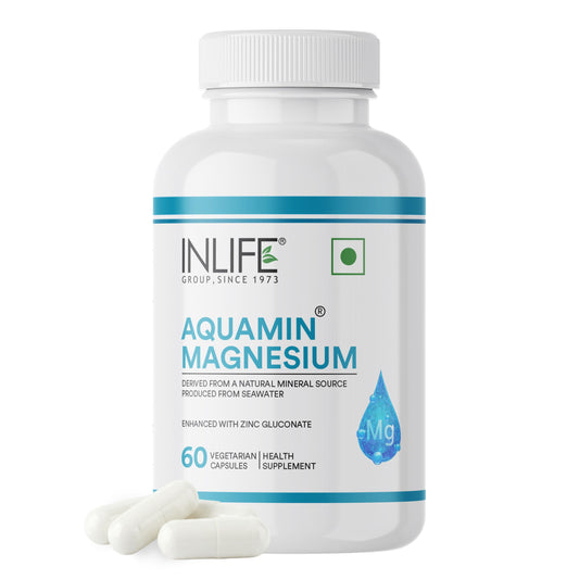 INLIFE Aquamin Marine Magnesium, Highly Bioavailable with 70+ Trace Minerals, Muscle Bone & Gut Health Support, 60 Veg Capsules