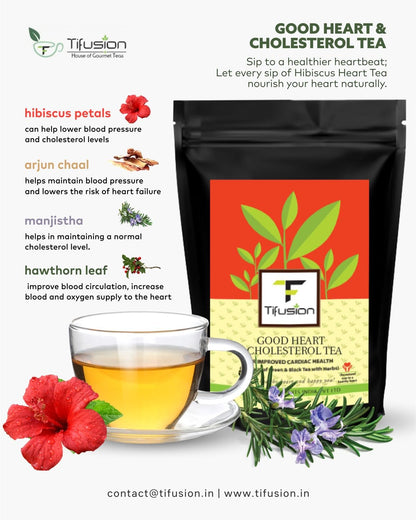 Tifusion Hibiscus Tea with Arjun Bark, Hawthorne Hibiscus Ashwagandha Rooibos Natural Whole Loose leaf Tea for Healthy Heart and Helps in Improving Immune System (50gm)