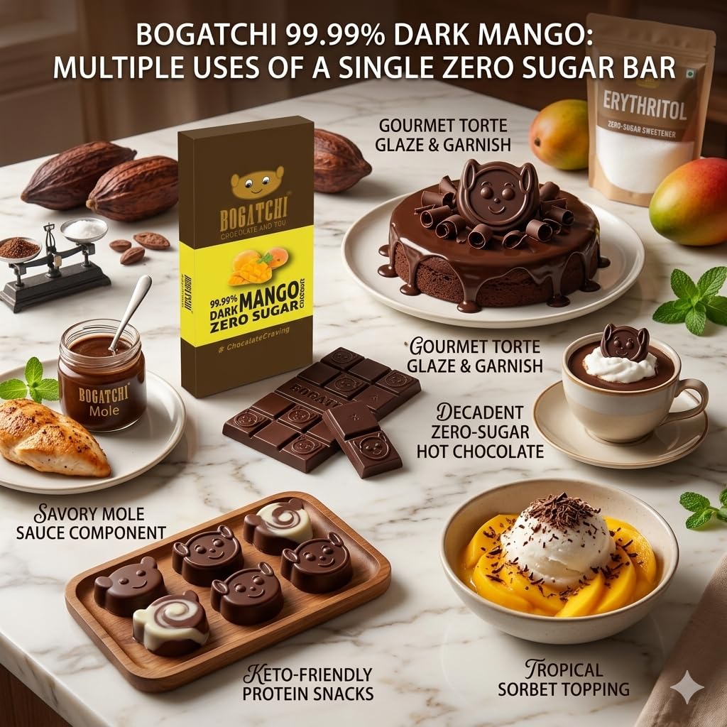 BOGATCHI Dark Chocolate 99%| Mango | Real Cocoa Intense Dark Chocolate, 60 gm