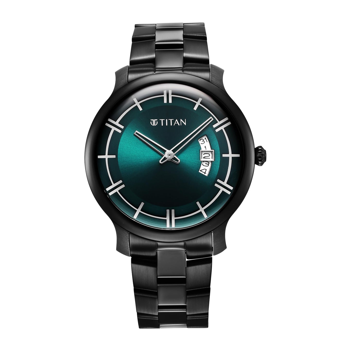 Titan Classic Distincta Green Dial Analog with Date Stainless Steel Strap Watch
