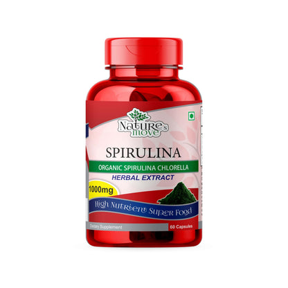Natures Move Organic Spirulina 1000mg 60 Capsules | Nutrient-Rich Superfood for Immunity & Energy
