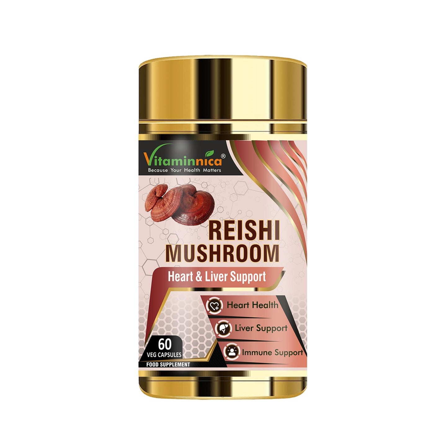 Vitaminnica Reishi Mushroom 60 Vegan Capsules Nootropics | Improves Sleep & Relaxation (500mg)