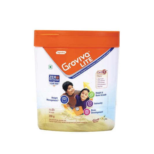 Groviva Lite Child Nutrition to Manage Growth and Weight JAR (Vanilla-200Grams)