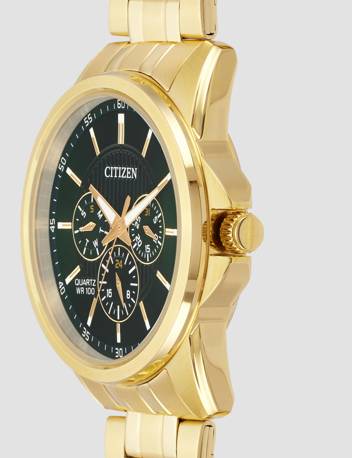 Citizen Stainless Steel Analog Quartz Multifuction Men's Black Dial Watch - AG8343-50X, Band Color-Two-Tone