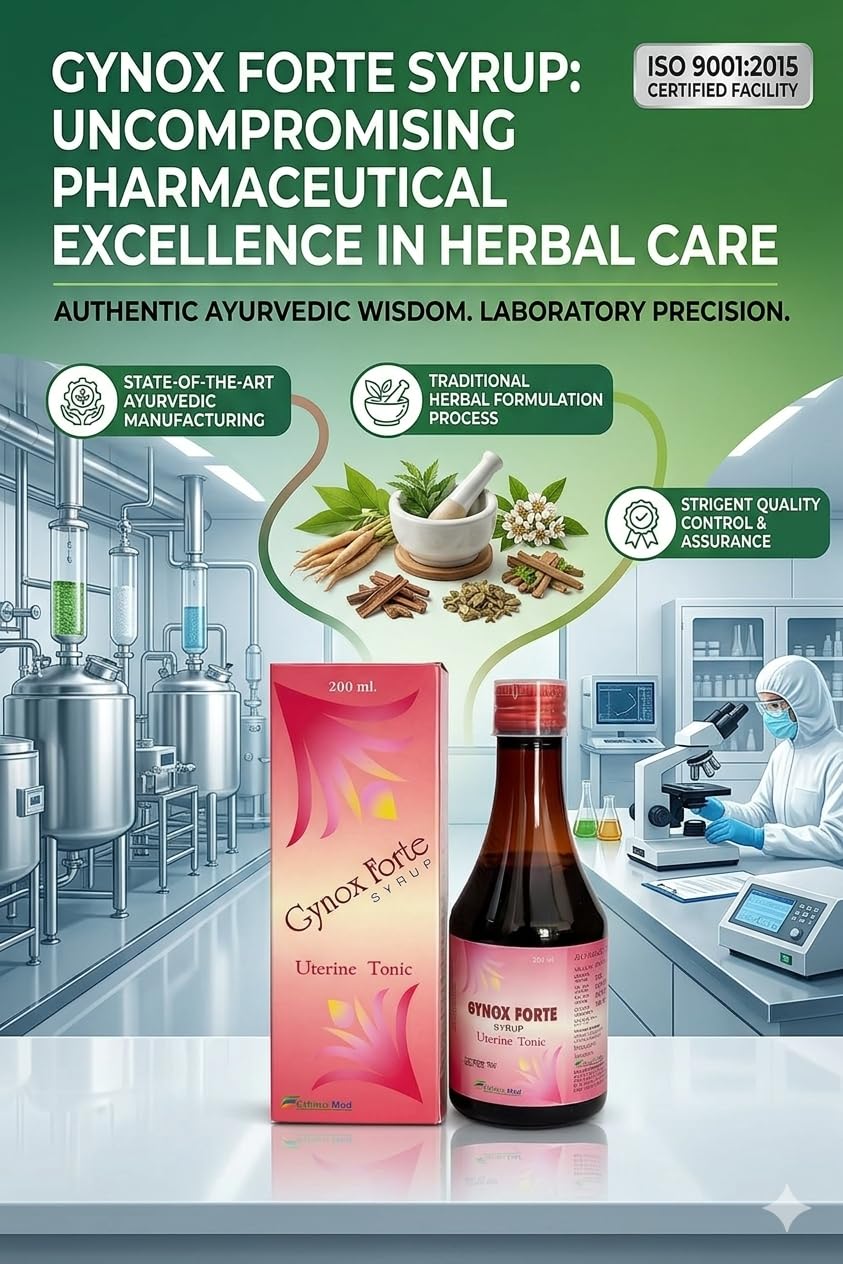 Gynox Forte Syrup – Ayurvedic Proprietary Uterine Tonic for Women | Herbal Formula for Female Wellness & Daily Care | Ayurvedic Syrup for Regular Use | 200 ml
