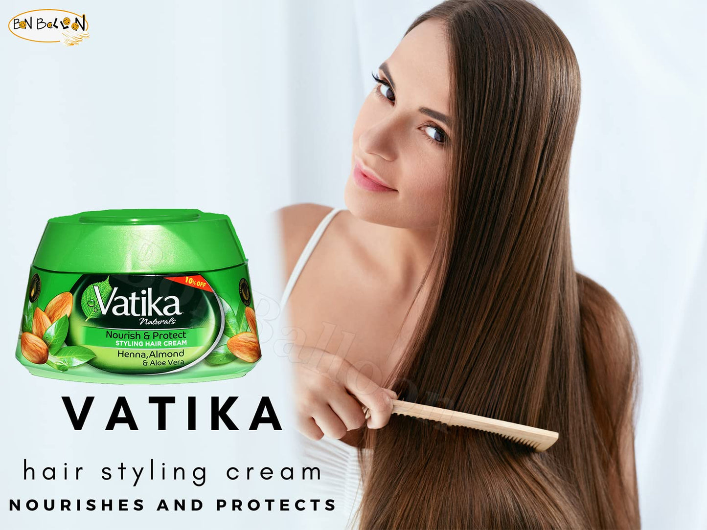 Dabur Vatika 140ml Nourish & Protect Styling Hair Cream Henna Almond Aloe Vera 132