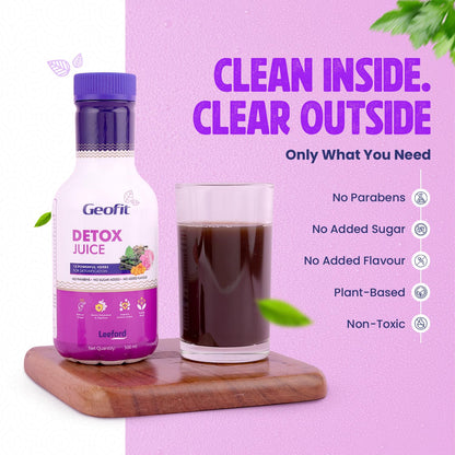 Geofit Detox Juice 500ml to Boost Metabolism & Digestion | Detoxifies Body, Purifies Blood & Reduces Fatigue | 14 Ayurvedic Herbs for Natural Cleanse | Weight Loss & Boost Energy Levels - Pack of 2