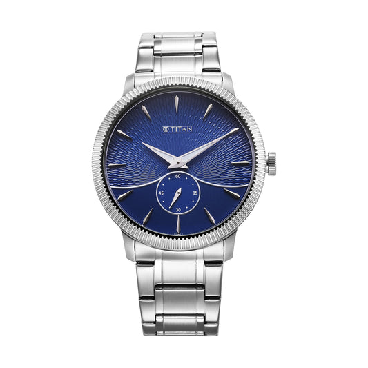 Titan Regalia Opulent Quartz Analog Blue Dial Silver Stainless Steel Strap Watch