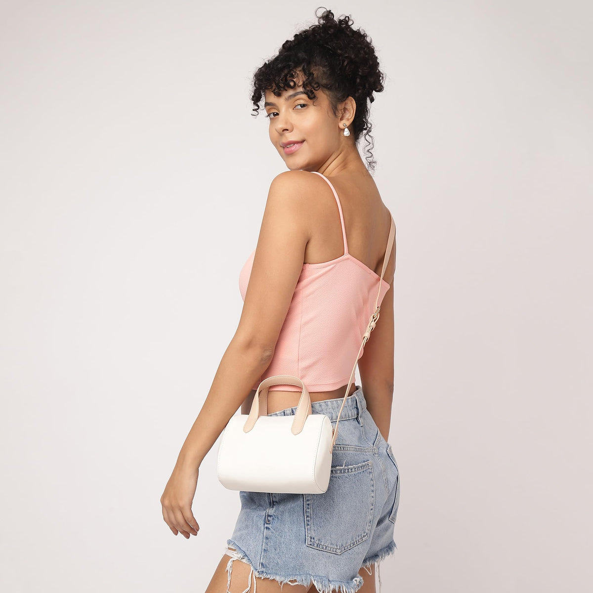 Fastrack Spacious Sling Bag for Girls | Stylish Crossbody Bag for Girls, Ladies, Women | Minimalistic Bag Made of Faux Leather (Powder Pink)