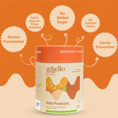 WHELLO Kids Nutrition Gummy Combo – Probiotic, Multivitamin & Omega-3 Gummies for Kids | Supports Immunity, Gut Health & Brain | Vegan, Tooth-Friendly | 90 Gummies
