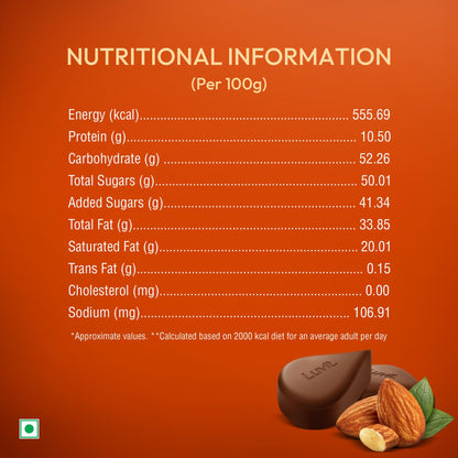 LuvIt Luscious Roasted Almonds Chocolate Bars | Multipack | Deliciously Smooth | Pack of 15-52gm Each