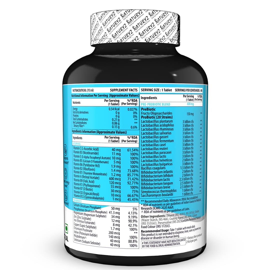 NATURYZ Highest Strength Daily Multivitamin with 50 Billion CFU Pre-Pro- image 9