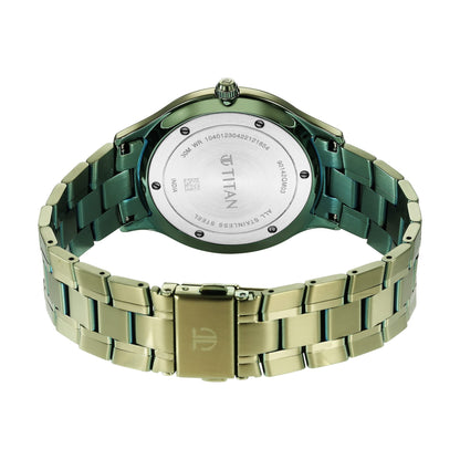 Titan Classique Slimline Quartz Analog with Date Olive Green Dial Metal- image 2