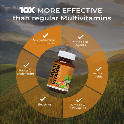 ZEROHARM Whole Food Multivitamin | Women Multivitamin & Multimineral | Vitamin A, C, D, Folic acid, Biotin | Iron, Magnesium, Zinc, Potassium | Skin, energy & immunity, mood & bones