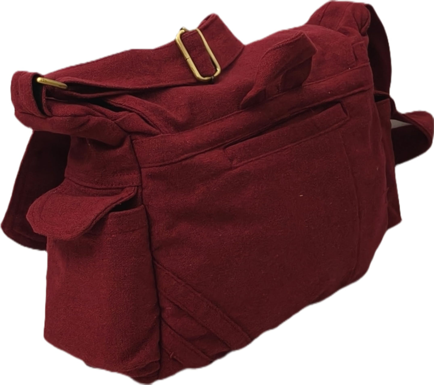 Papyrus Canvas Messenger Sling Bag,(32X23X10cm, 7.5L) Medium Size. Patching with Elephant Design (RED MAROON)