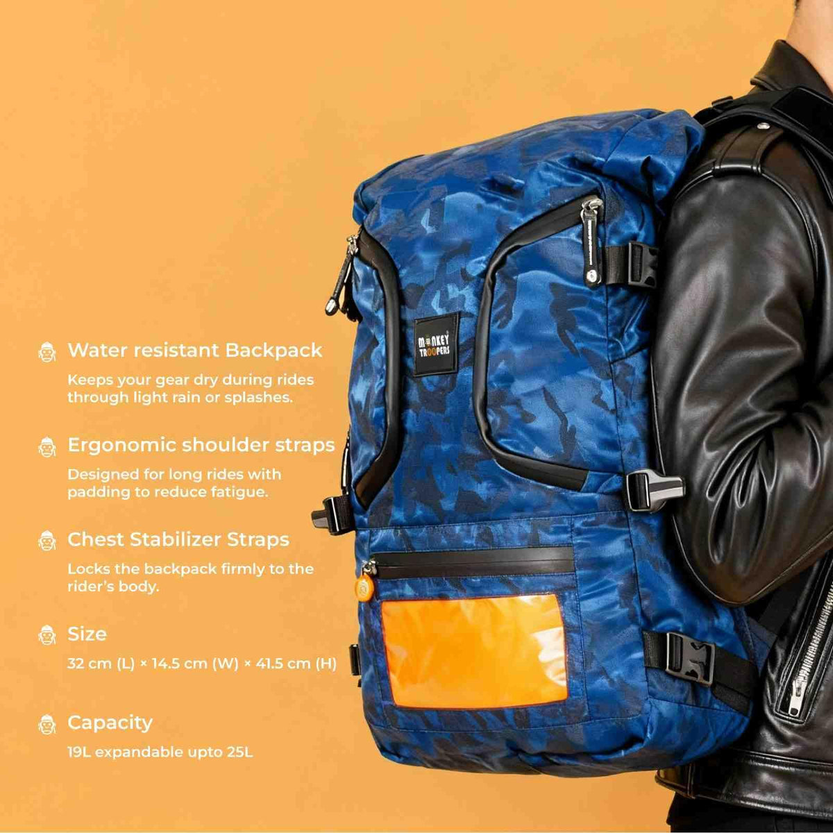 MONKEY TROOPERS Stormy Travel Backpack Bag for Man & Women, 25L