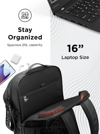 Lenovo Legion Gaming Laptop Backpack GB700 – Extra Large, Fits Up to 16-Inch Computer – Anti-Theft Lock, Damage Protection, Water-Resistant Travel Bag with Organized Compartments – Black