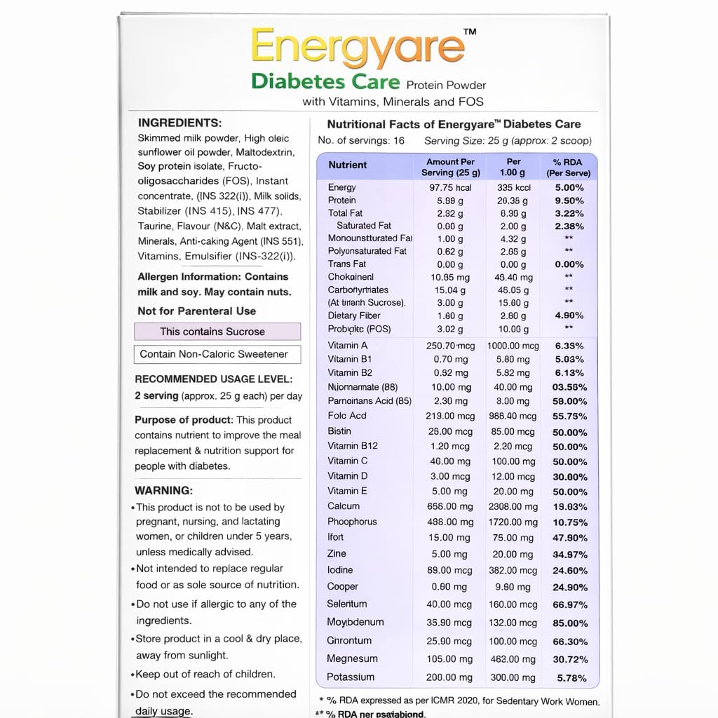 Energyare Protein Powder 700g (Vanilla Flavour) | Nutritional Supplement for Daily Nutrition | High Protein, High Fiber Formula |Daily Nutrition Drink Mix for Active Lifestyle