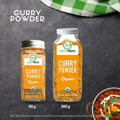 Geo-Fresh Organic Curry Powder, 200g| Blend of 15 Herbs & Spices| Spice & Masala| Enhance Flavour| No Artifical Colour & Preservatives| 100% Organic, Non-GMO, USDA Certified, Jaivik Bharat Certified