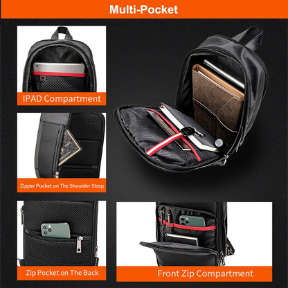 Arctic Hunter Expandable Sling Bag for Men Crossbody Slim 8L Sling Backpack Multi-pocket for Travel Chest Bag with 10.9" iPad Pocket Water-resistant One Side Shoulder Passport Bag for Office,Black