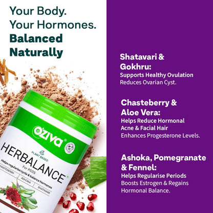 OZiva Plant Based HerBalance for PCOS Supplements for Women 200g, with- image 7