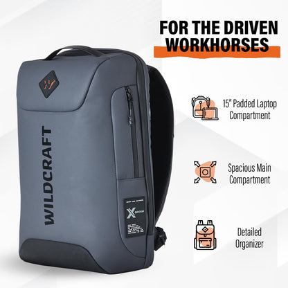 Wildcraft Torres Pro 20 Ltrs Laptop Backpack for Travel Gym Office | Unisex Backpack with Rain Cover | Durable & Spacious Bag for Men & Women 44 x30 x15Cm (Black)