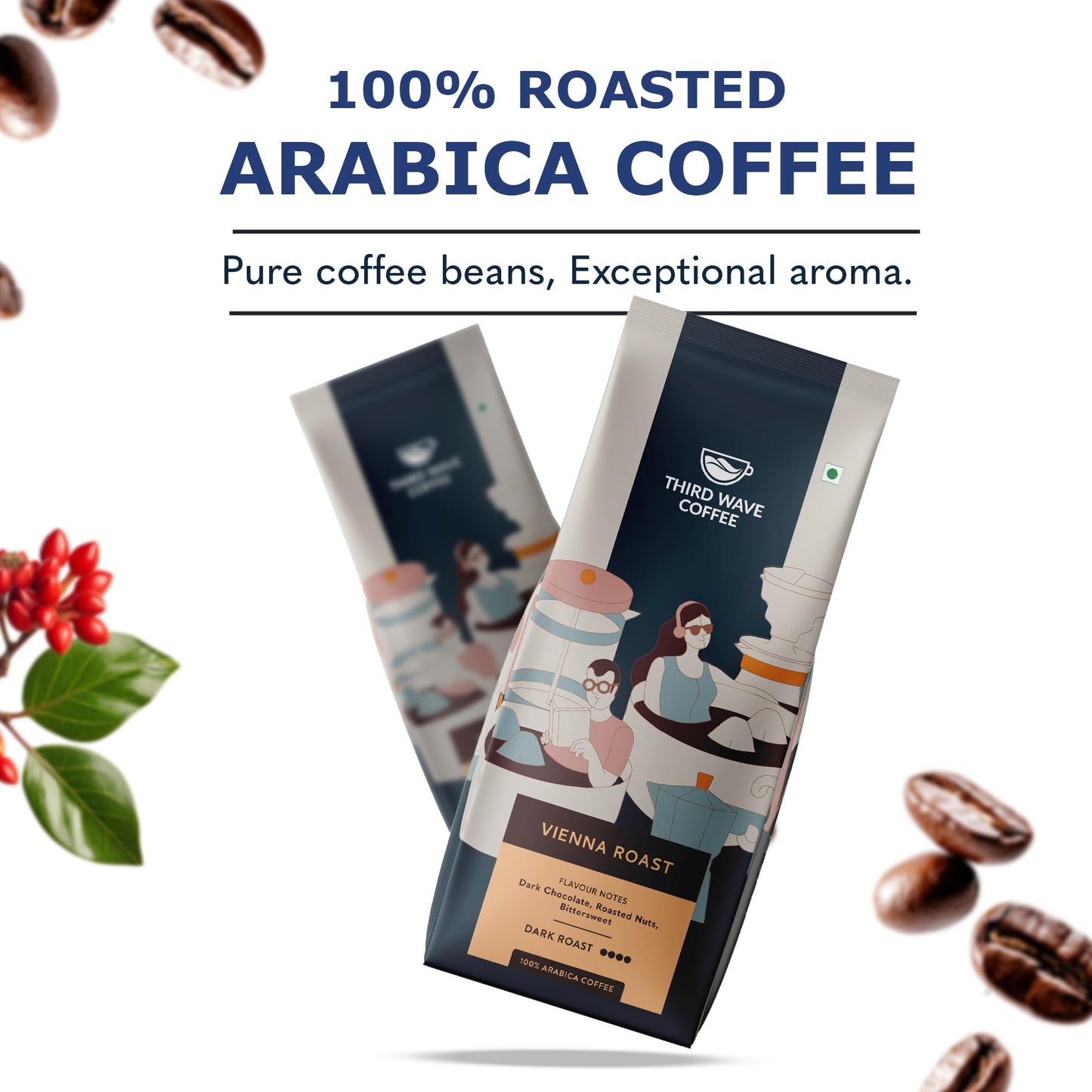 THIRD WAVE COFFEE | Vienna Roast | 100% Arabica | Dark Roast | Pour Over | Medium Grind | 250 grams | Pouch
